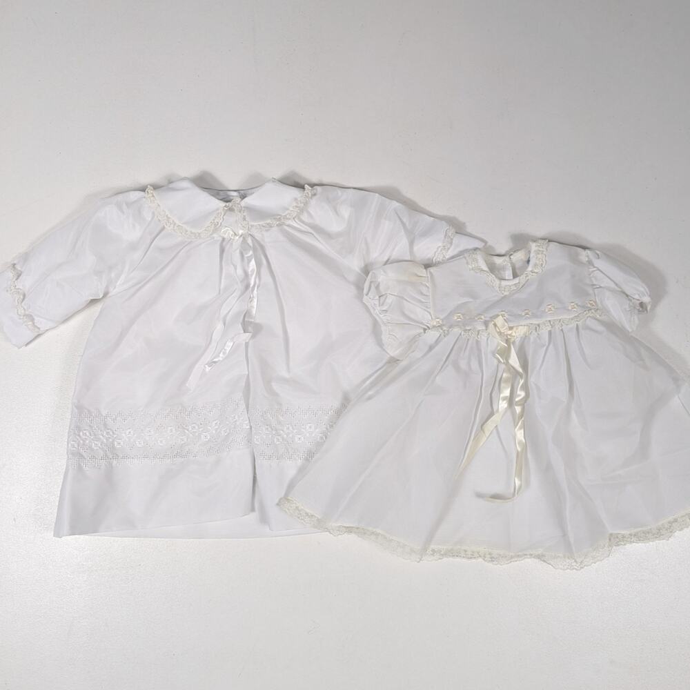 Vtg Madona Christening Dress Jacket Baby Girls Sz 6-12m White Wedding Foraml